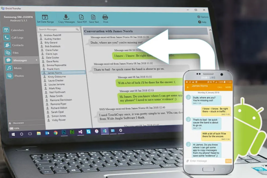 بک آپ از گوشی با droid transfer