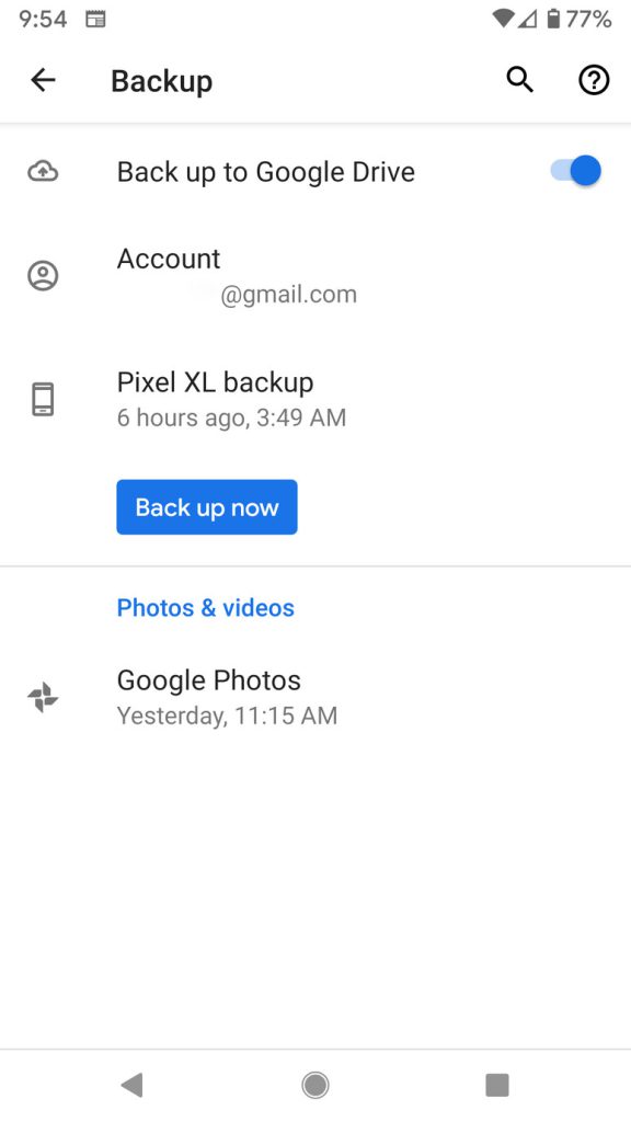 بک آپ از گوشی با google drive